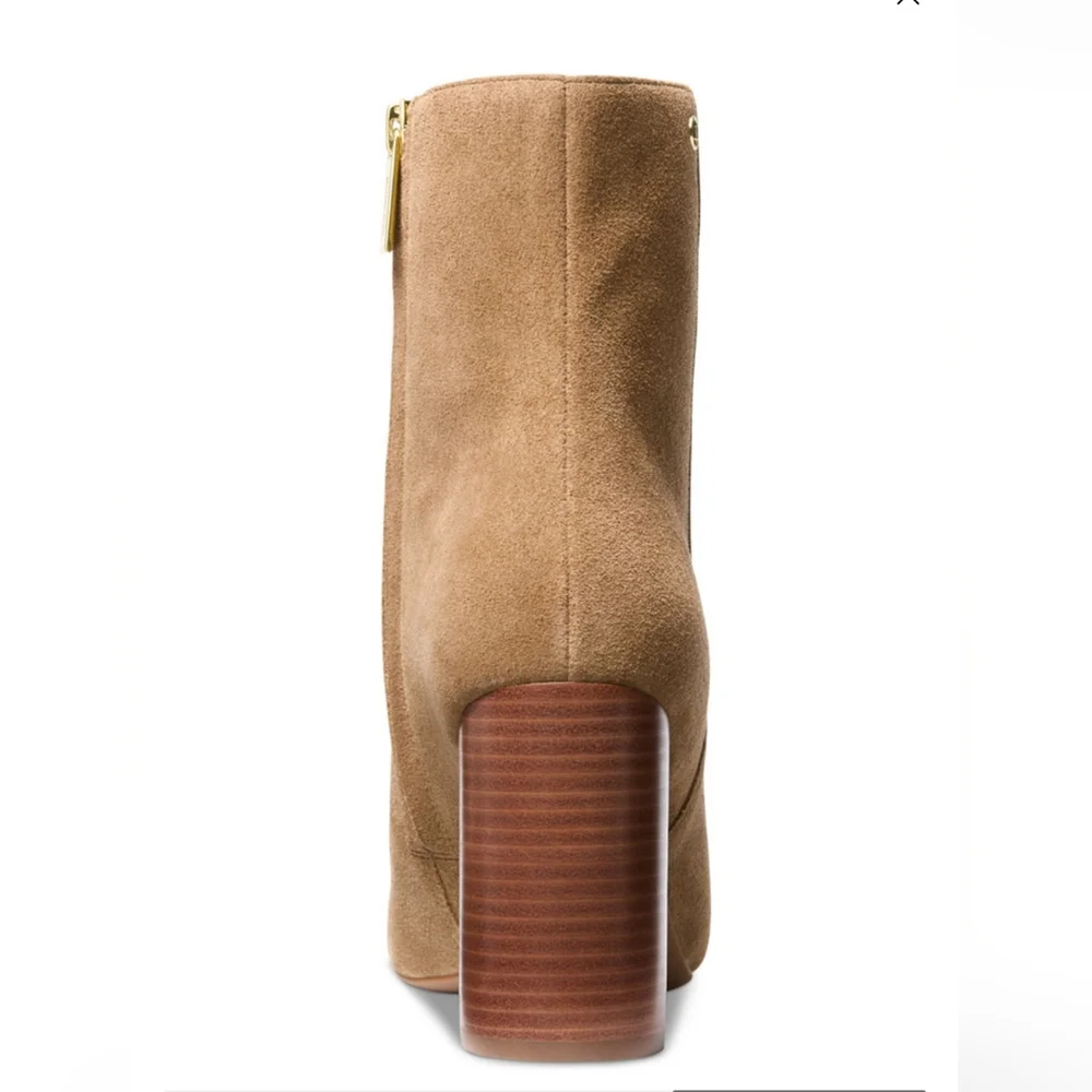 MICHAEL KORS WOMEN'S HAZEL LEATHER BLOCK HEEL BOOTIE SIZE 10 & 11 NIB